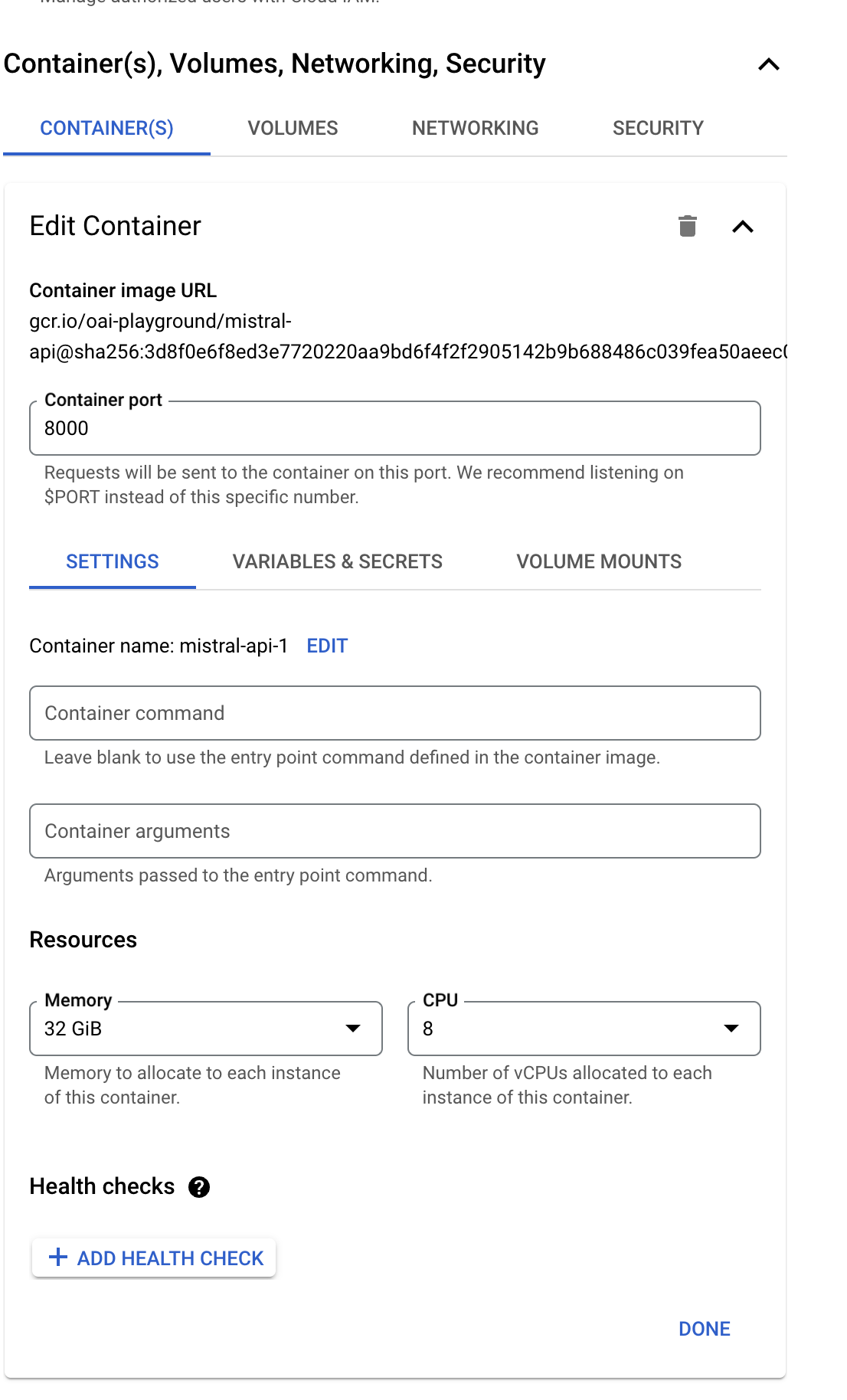 Cloud Run Configuration 2